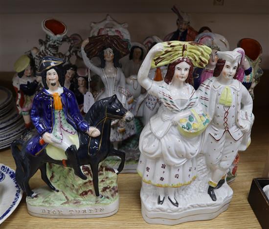 Seven large Victorian Staffordshire flat-backs